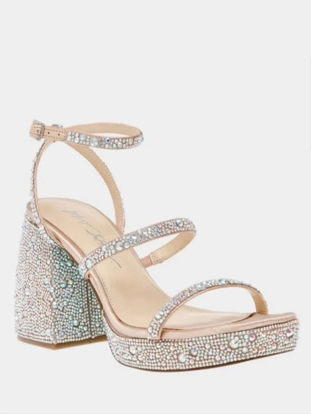Betsey Johnson Denni Rhinestone Platform Heels Bridal Bedazzled Size 9.5 - Picture 1 of 8